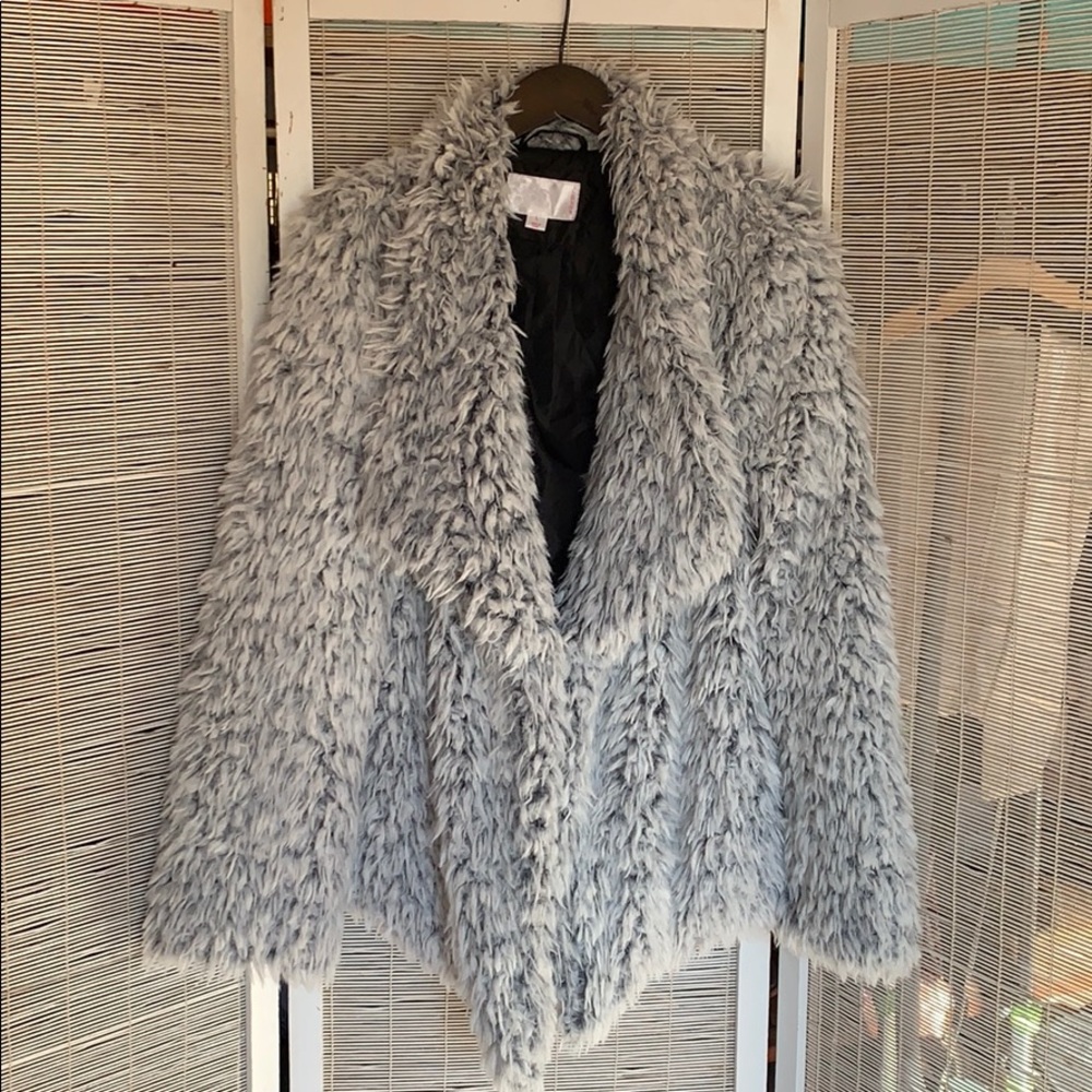 Target xhilaration Light Grey Faux Fur Coat Size L